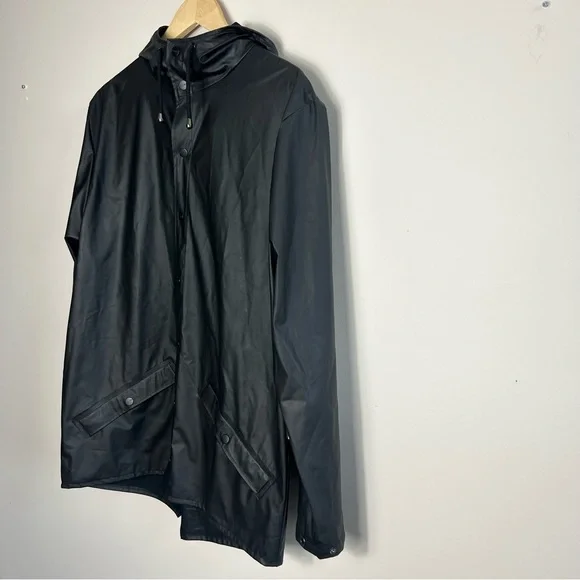 Rains Unisex Black Hooded Rain Jacket Size S-M - Picture 9 of 10